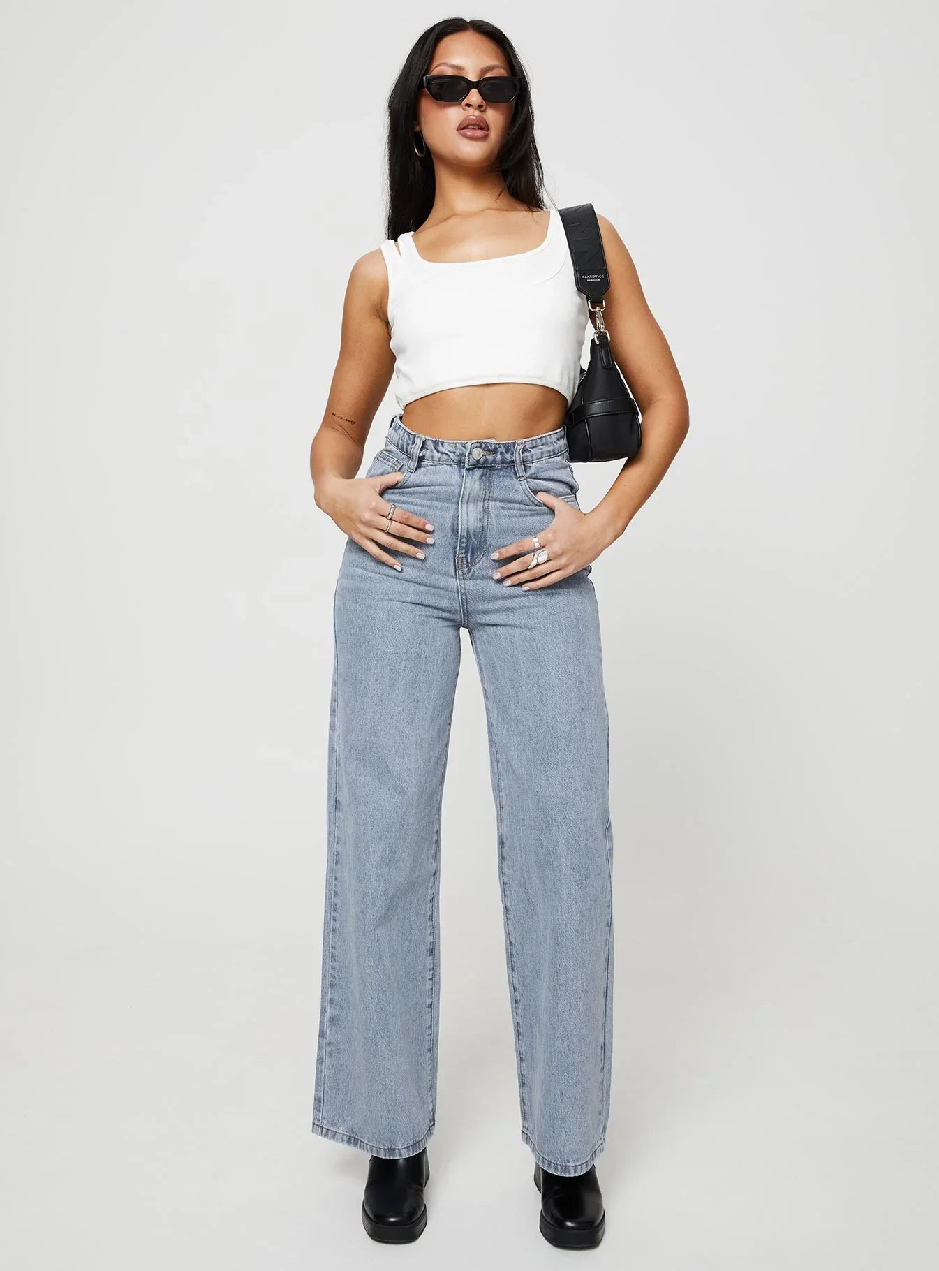 Nicolo High Rise Straight Leg Jeans Light Blue Wash