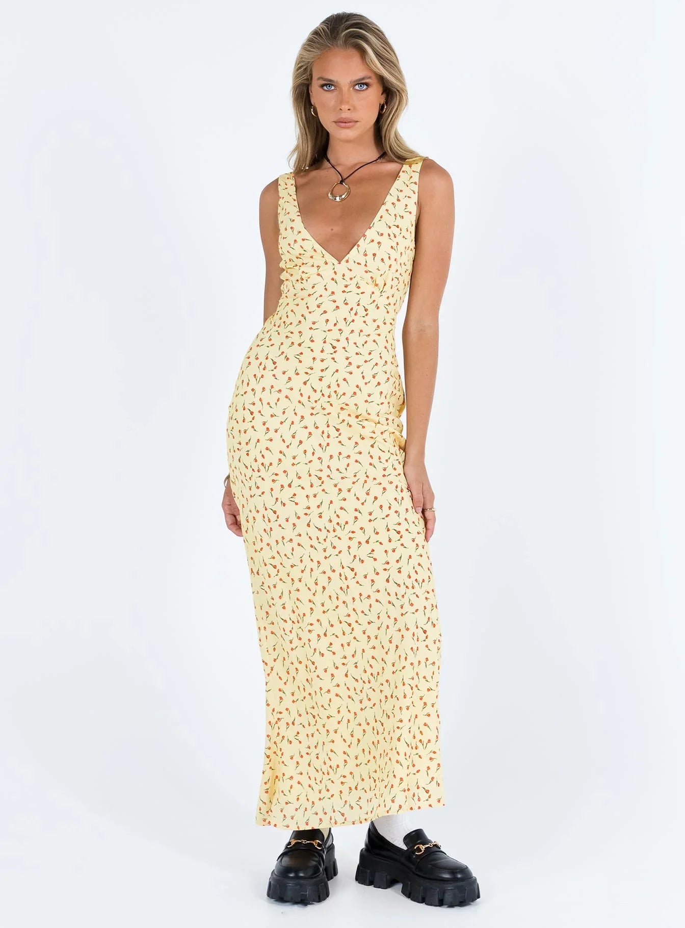 Nellie Maxi Dress Yellow Red Floral