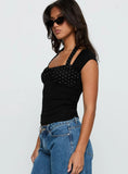 Emberglow Top Black Polka