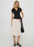 Cascades Low Rise Midi Skirt Beige White Stripe