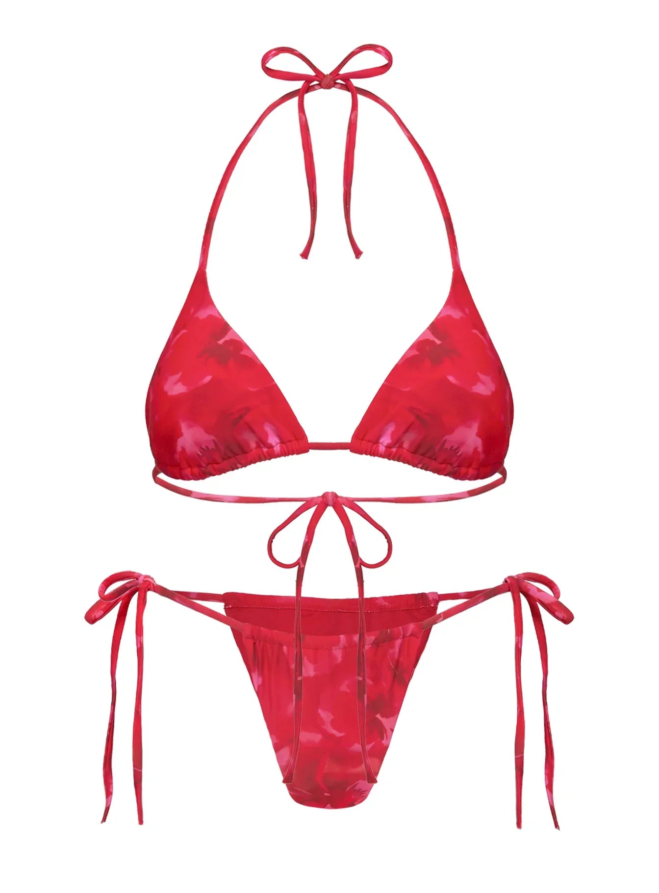 Jenner Triangle Bikini Top Red Floral