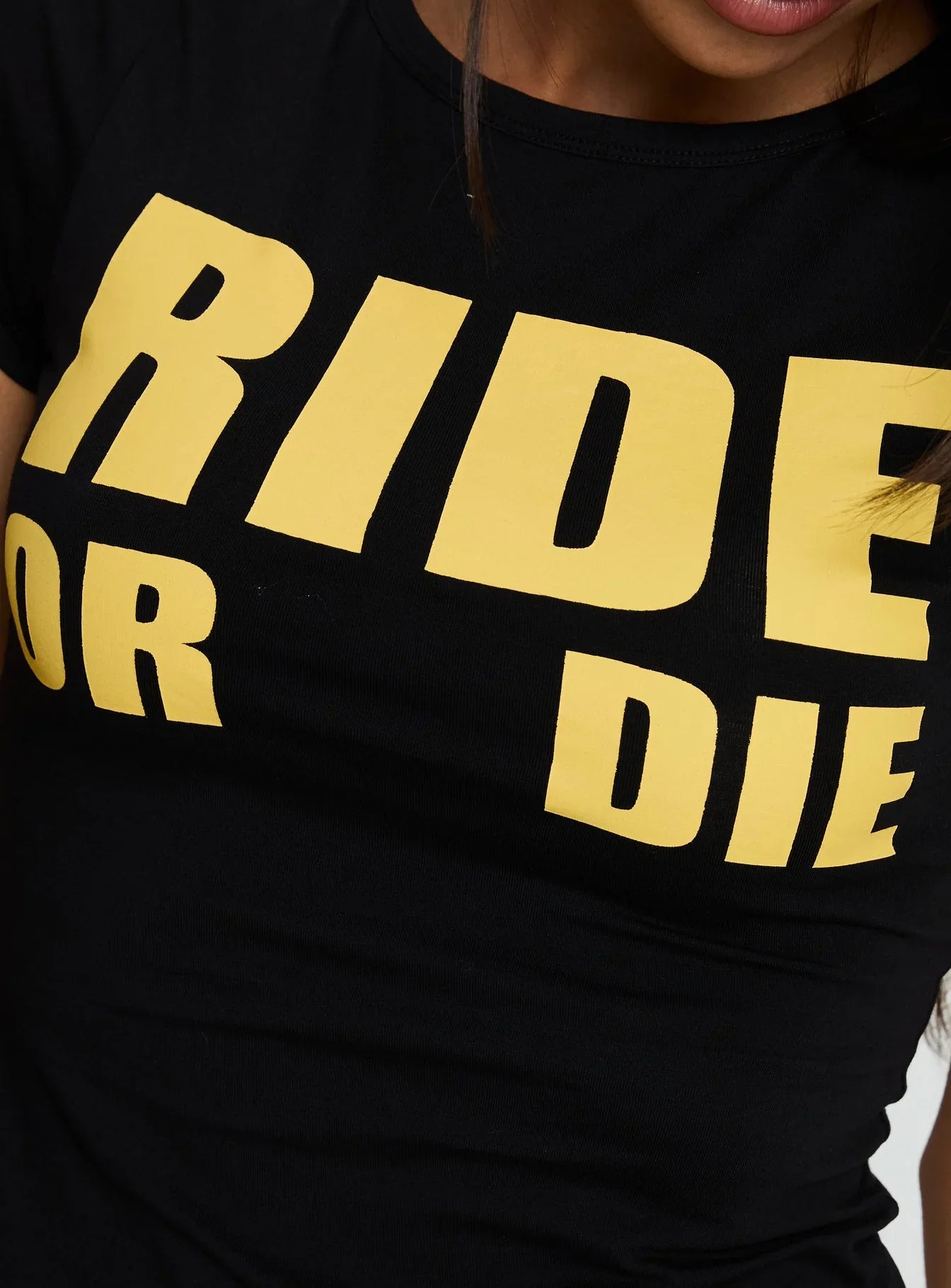 Ride Or Die Graphic Top Black Yellow