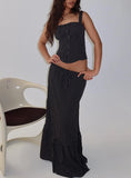 Modern Girl Maxi Skirt Black Polka Dot