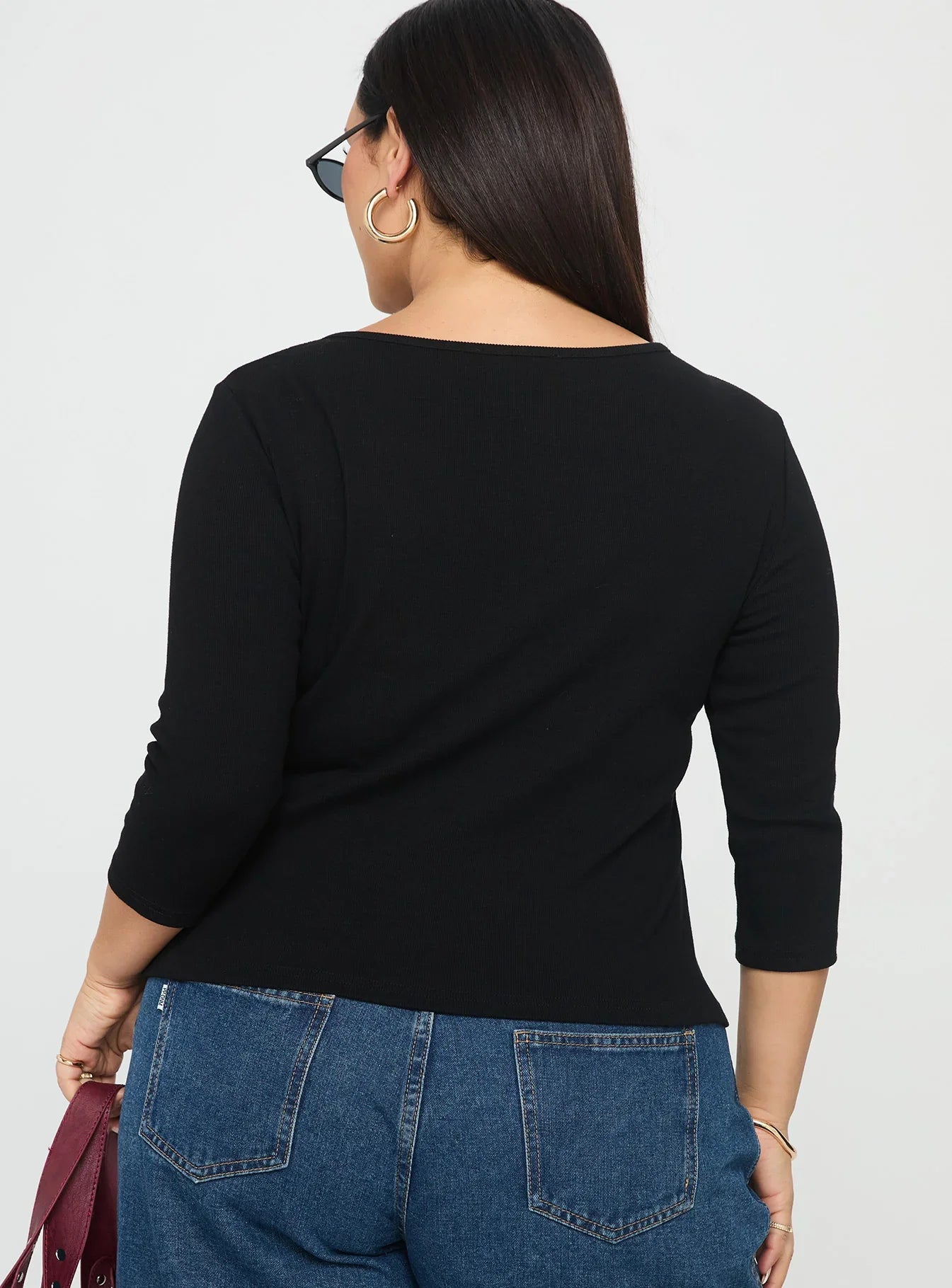 Elaia 3 4 Sleeve Top Black Curve