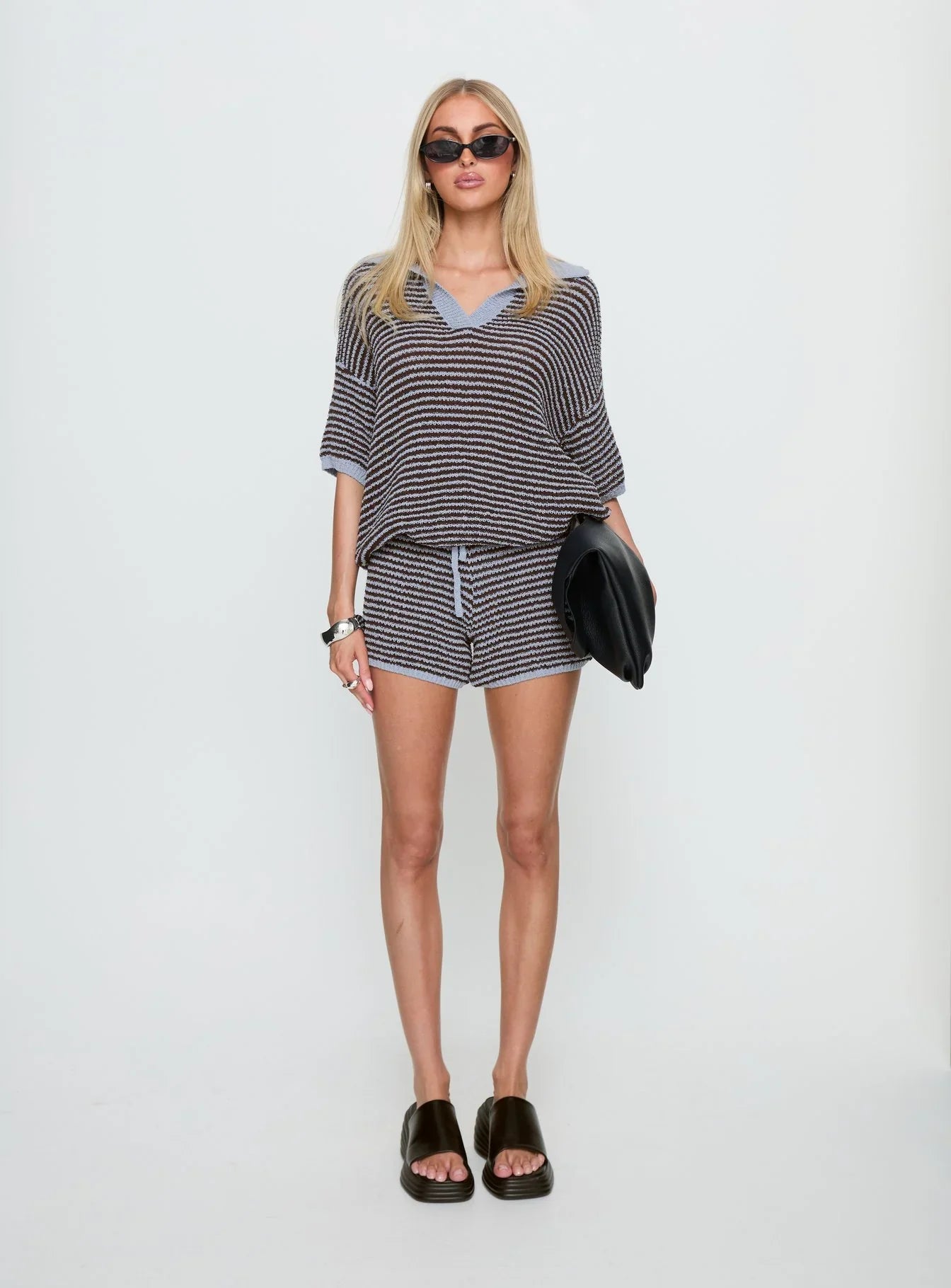 Serenique Knit Shorts Blue Chocolate