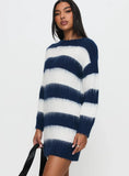 Iryna Long Sleeve Knit Mini Dress Navy White Stripe
