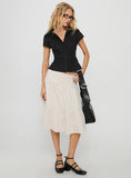 Cascades Low Rise Midi Skirt Beige White Stripe