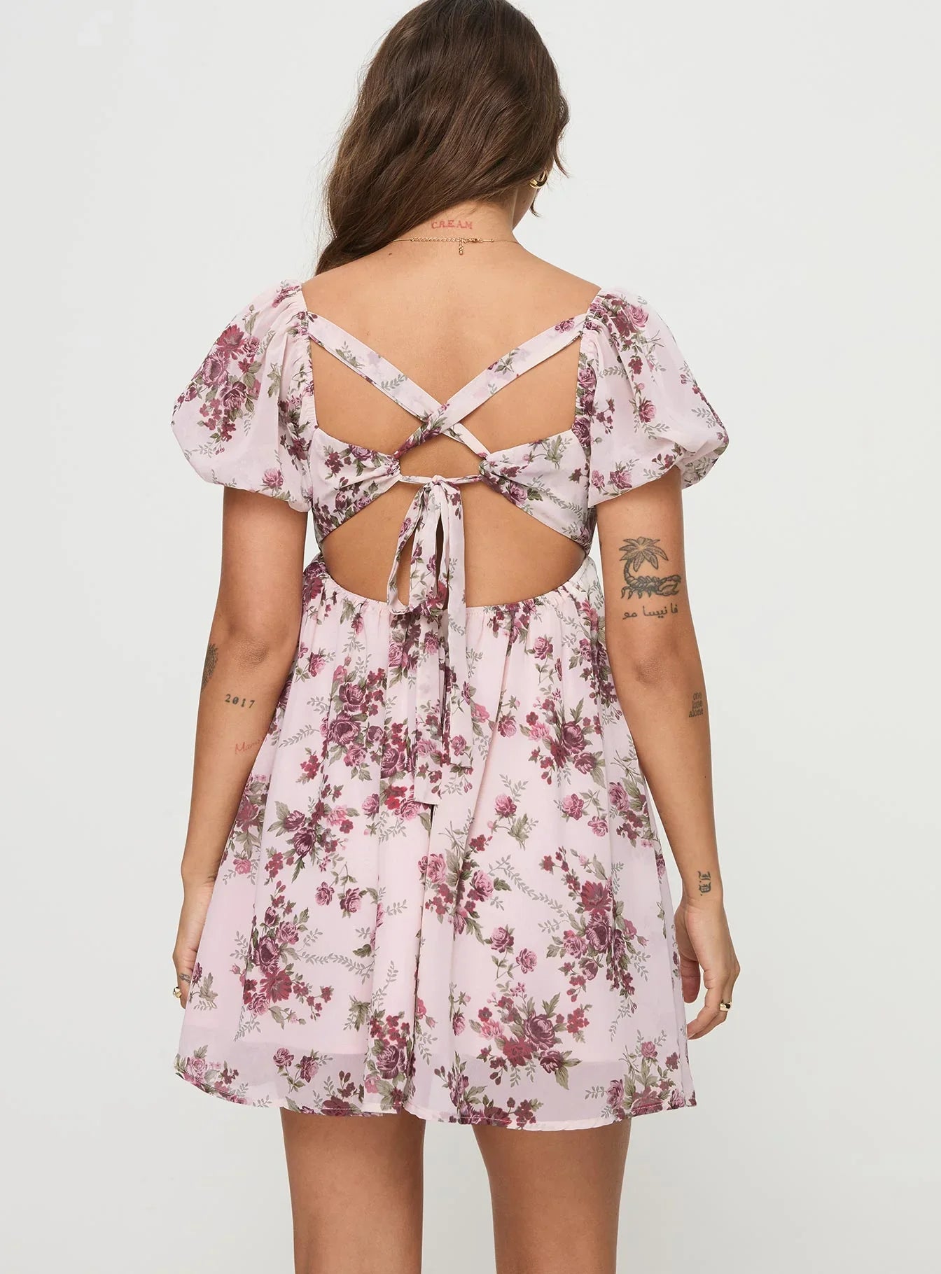 Lets Dance Mini Dress Cream Floral