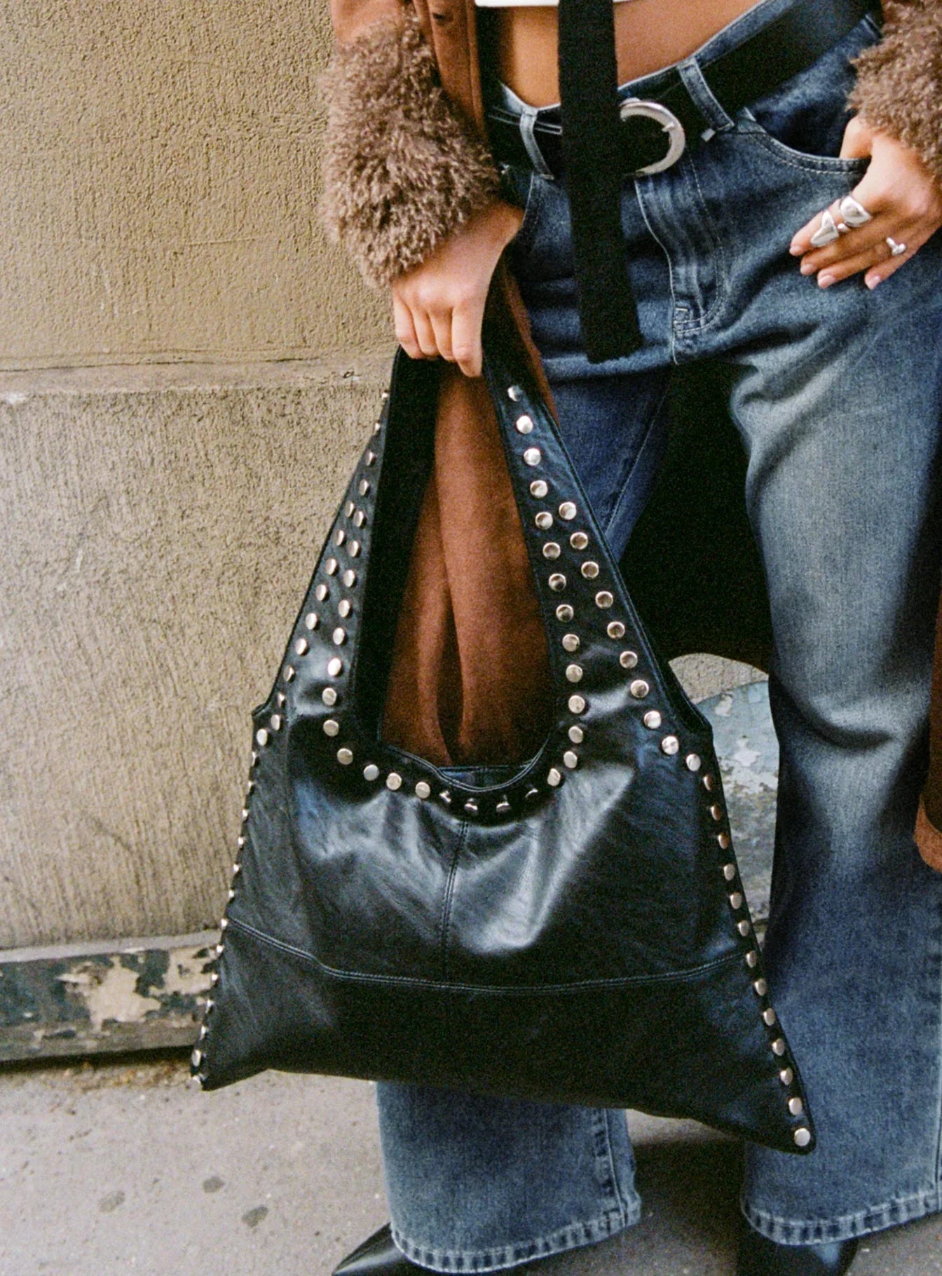 Tell The Truth Studded Bag Black Silver