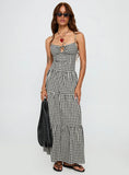 Avaleine Tiered Maxi Dress Black White Check