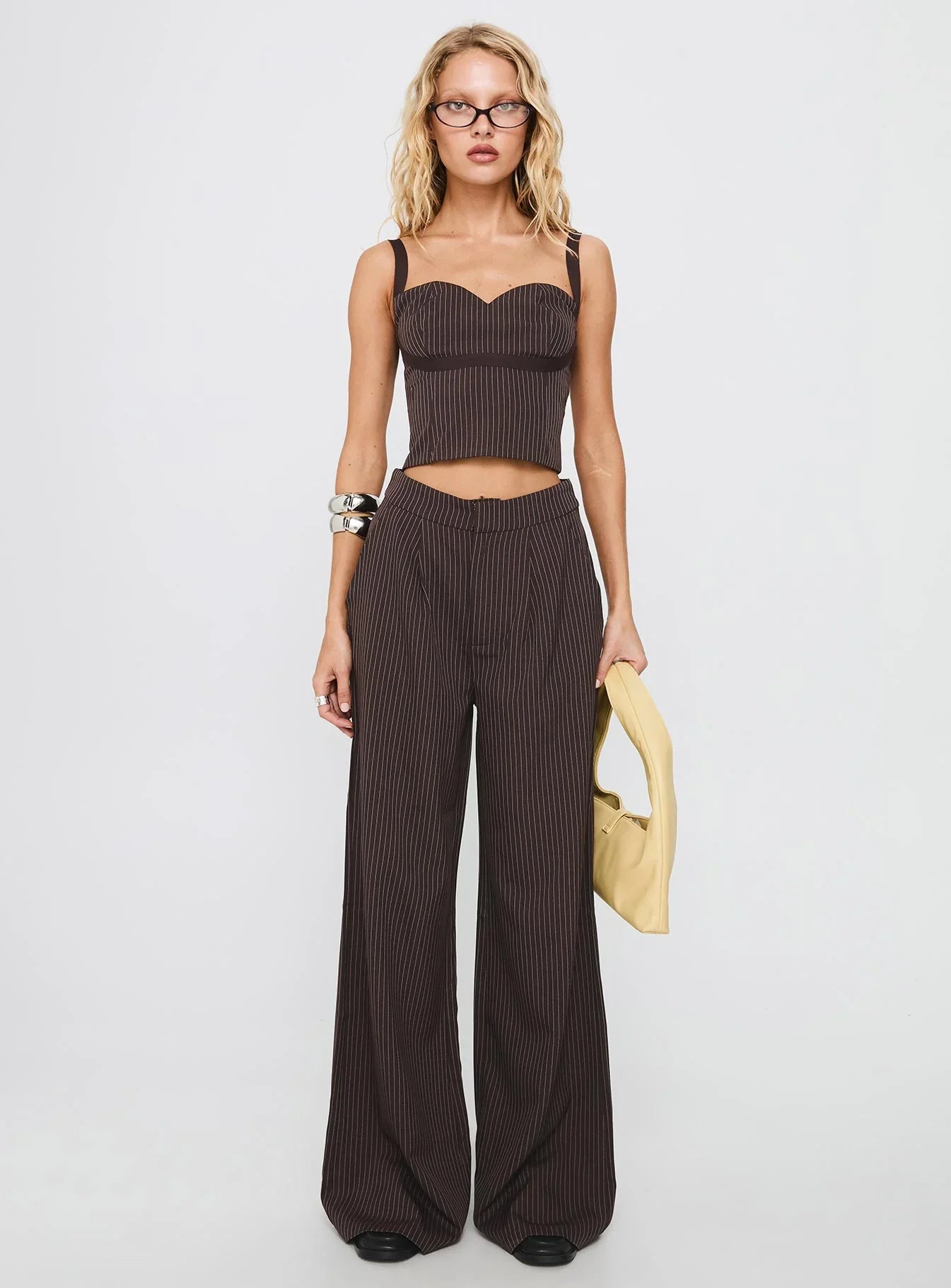 Briana Set Chocolate Pinstripe