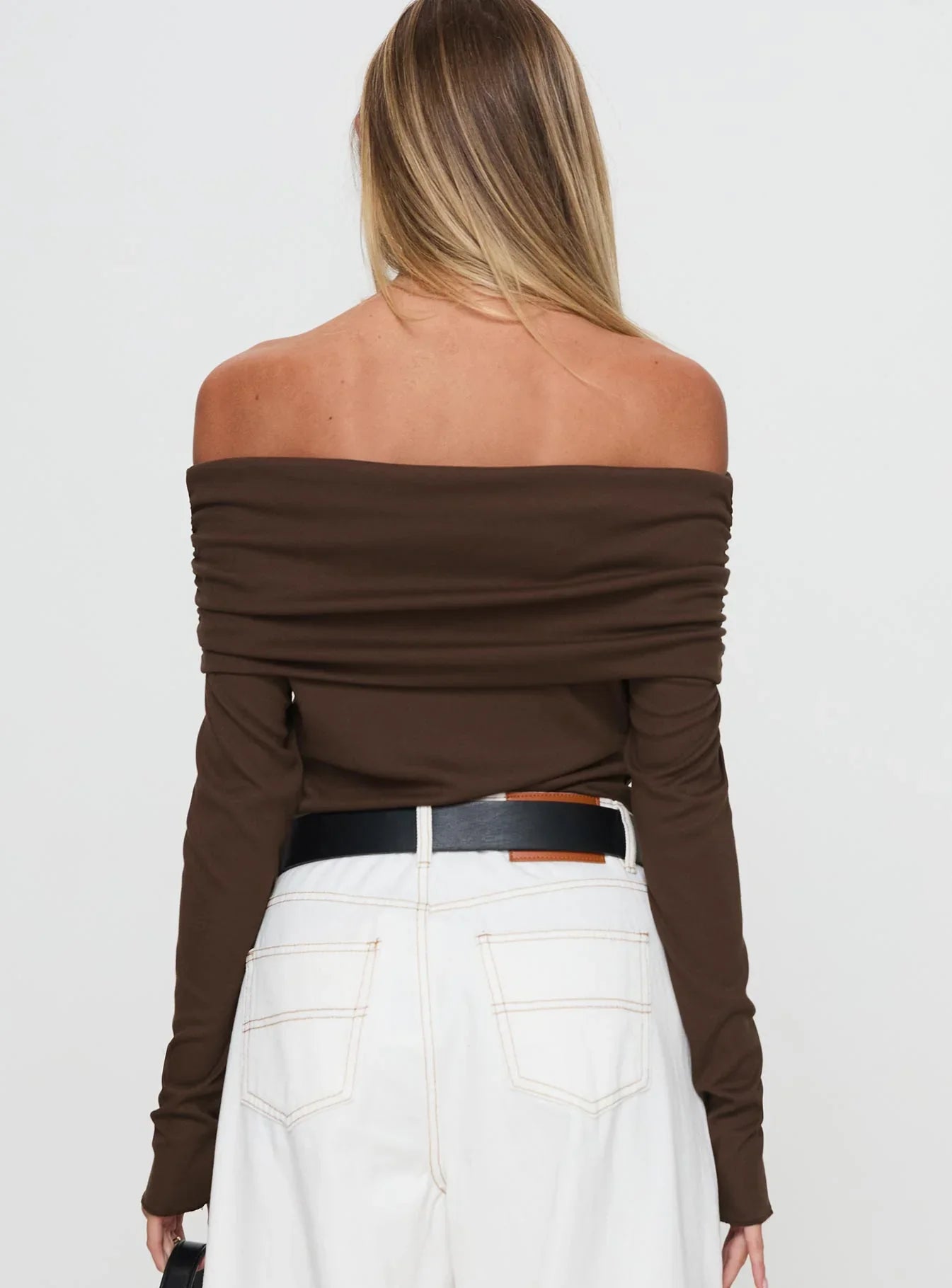 Spoilt Off The Shoulder Bodysuit Brown