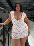 I Guess So Mini Dress White Burgundy Curve