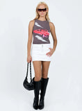 Faya Low Rise Denim Mini Skirt White