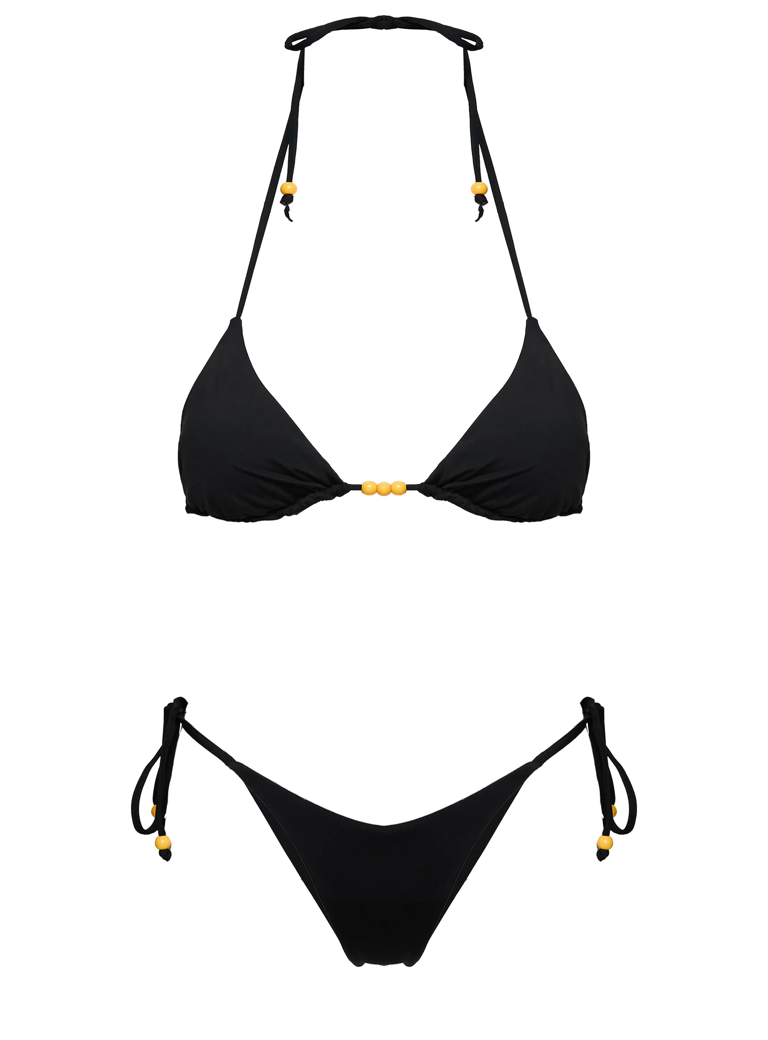 Glora Tie Side Beaded Bikini Bottom Black