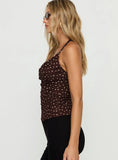 Geovana Plunge Neck Top Brown Beige Bambi