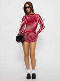 Head In The Clouds Cardigan Crimson Stripe