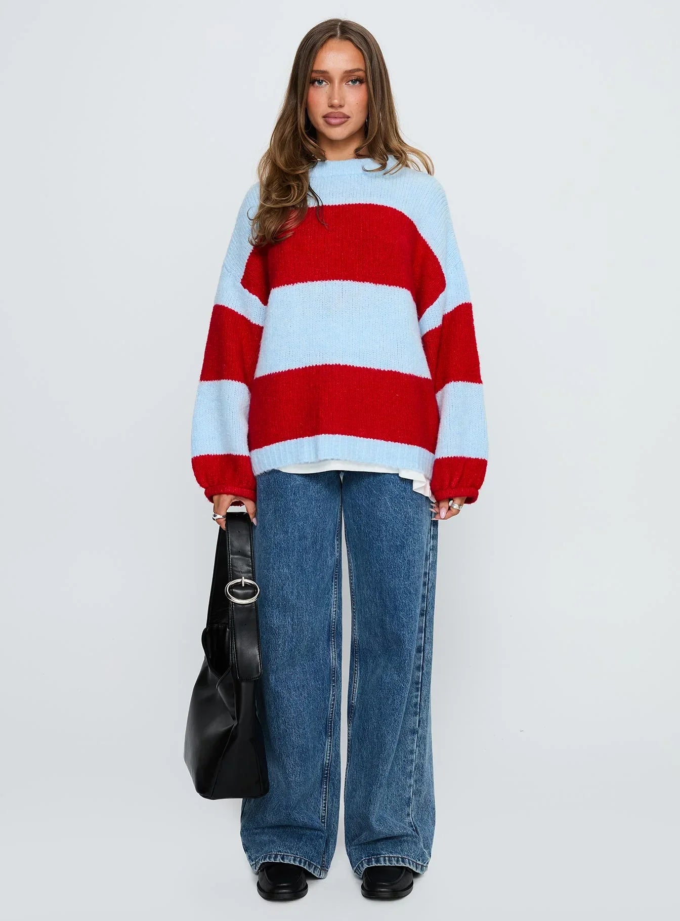 Bastien Crew Neck Knit Sweater Blue Red