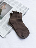 Ribbed Ruffle Socks Mushroom