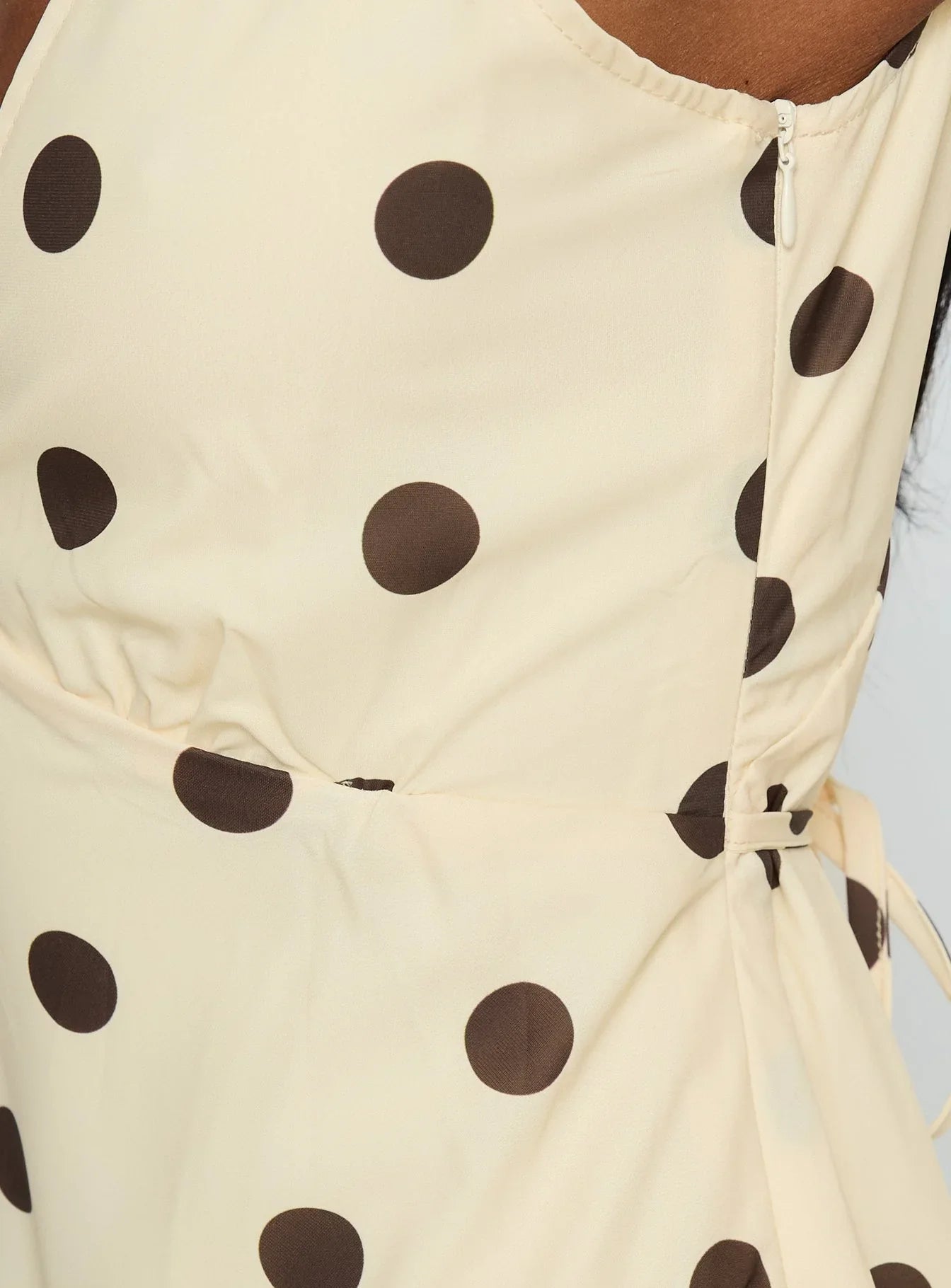 Nellie Mini Dress Lemon Brown Polka Dot