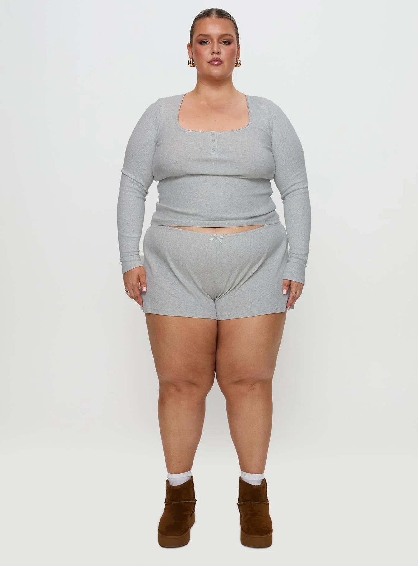 Sleepytea Rib Sleep Short Grey Curve