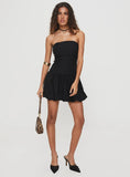 Nerine Bubble Hem Mini Dress Black