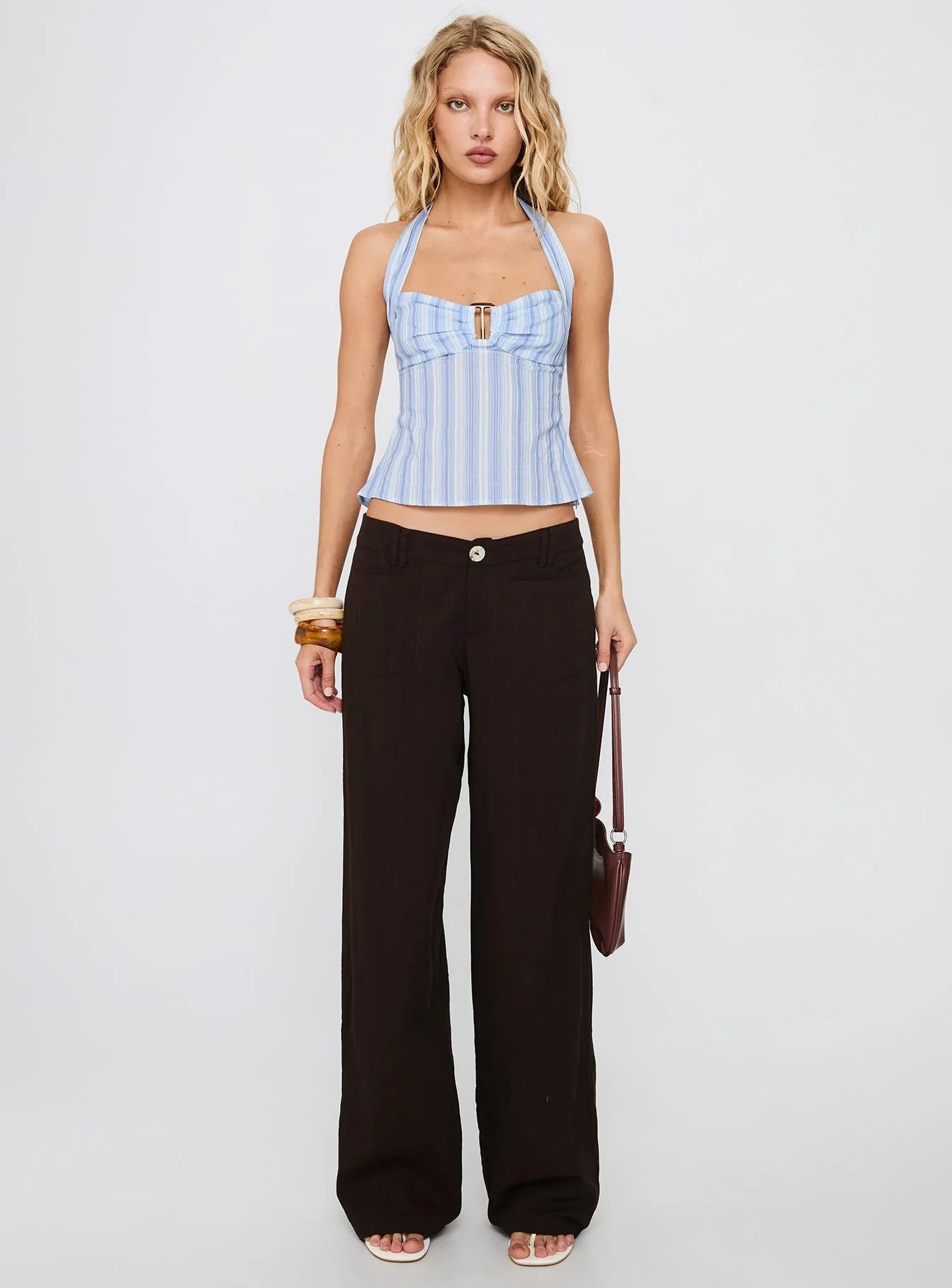 Isabetta Halter Top Blue Stripe