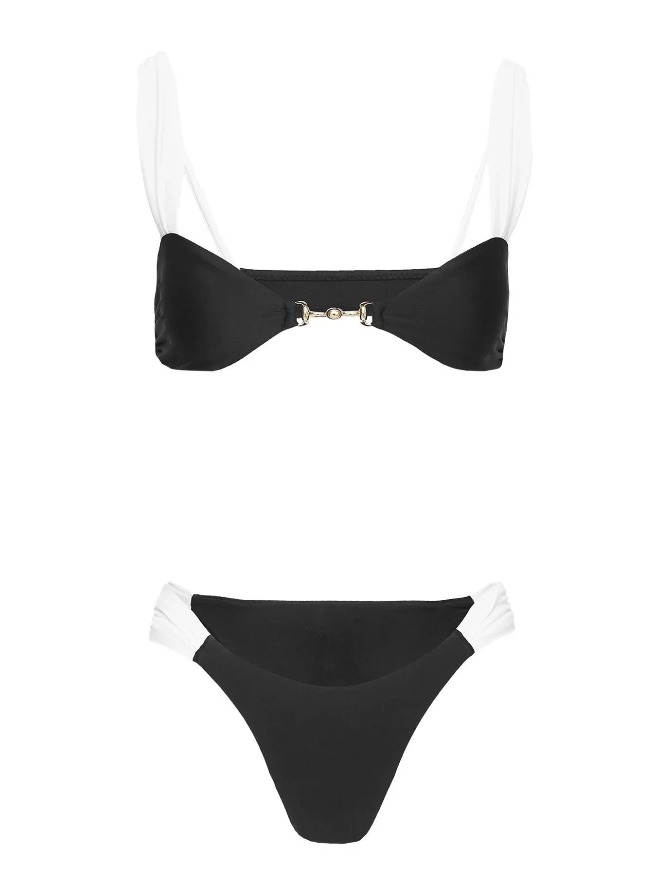 Siamese Bikini Top Black White