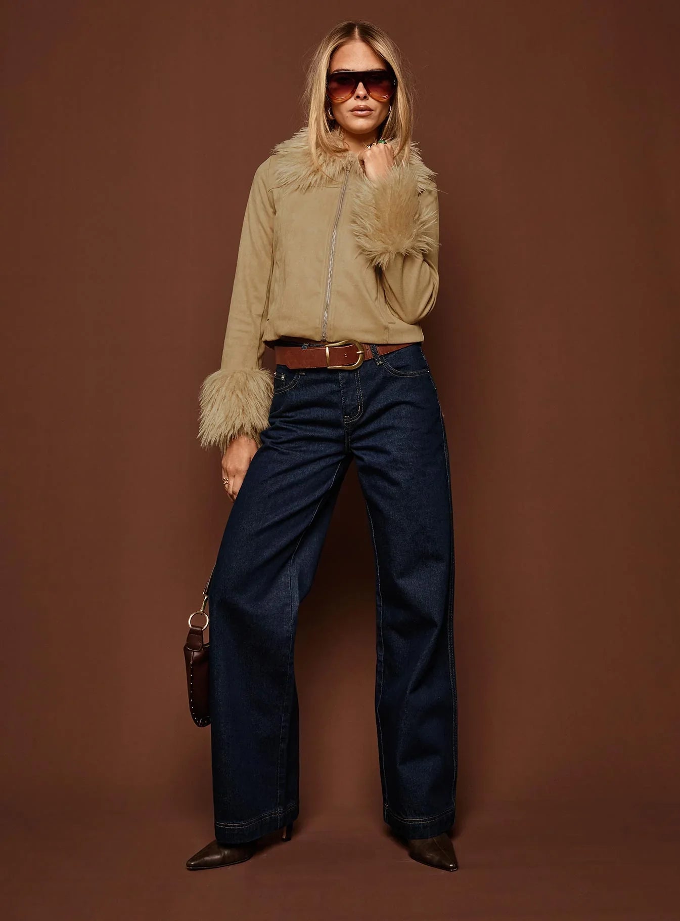 Jankins Mid Rise Baggy Jeans Dark Blue Wash