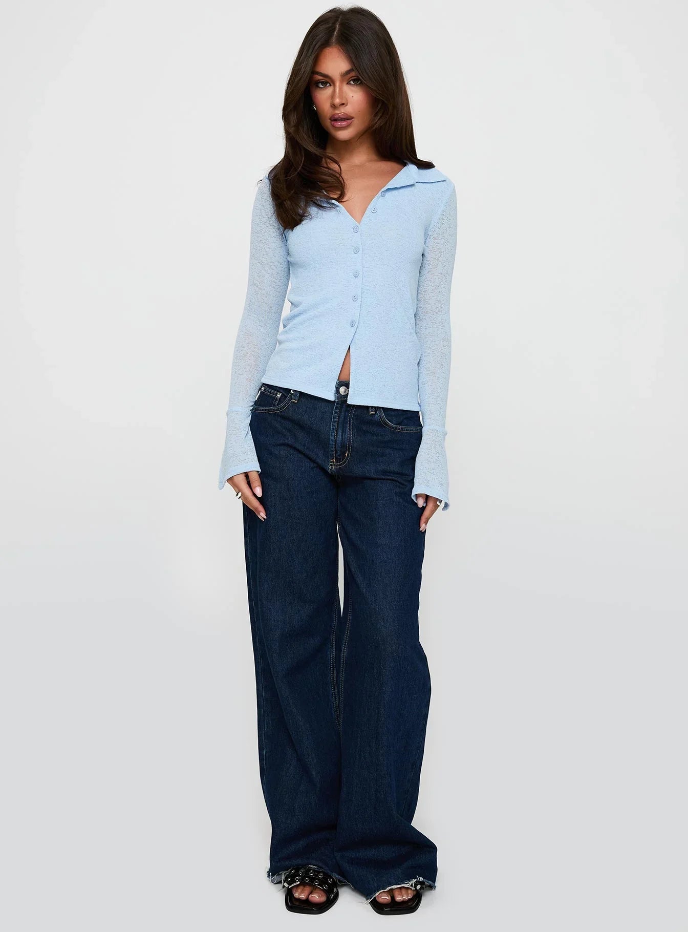 Finnean Long Sleeve Top Pale Blue