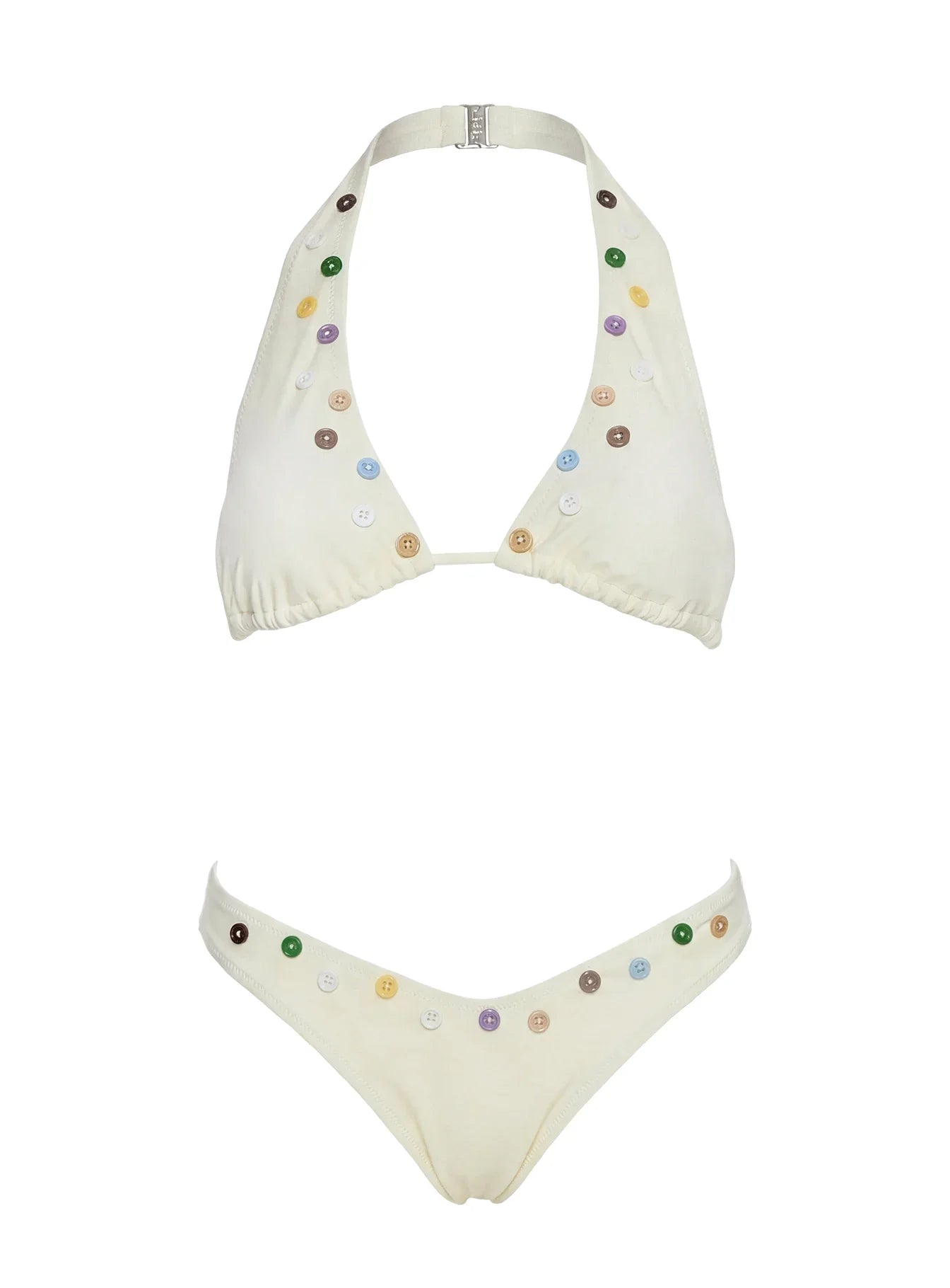 Calbira Button Detail Cheeky Bikini Bottoms Butter