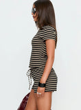 Settle Down Shorts Black Beige Stripe