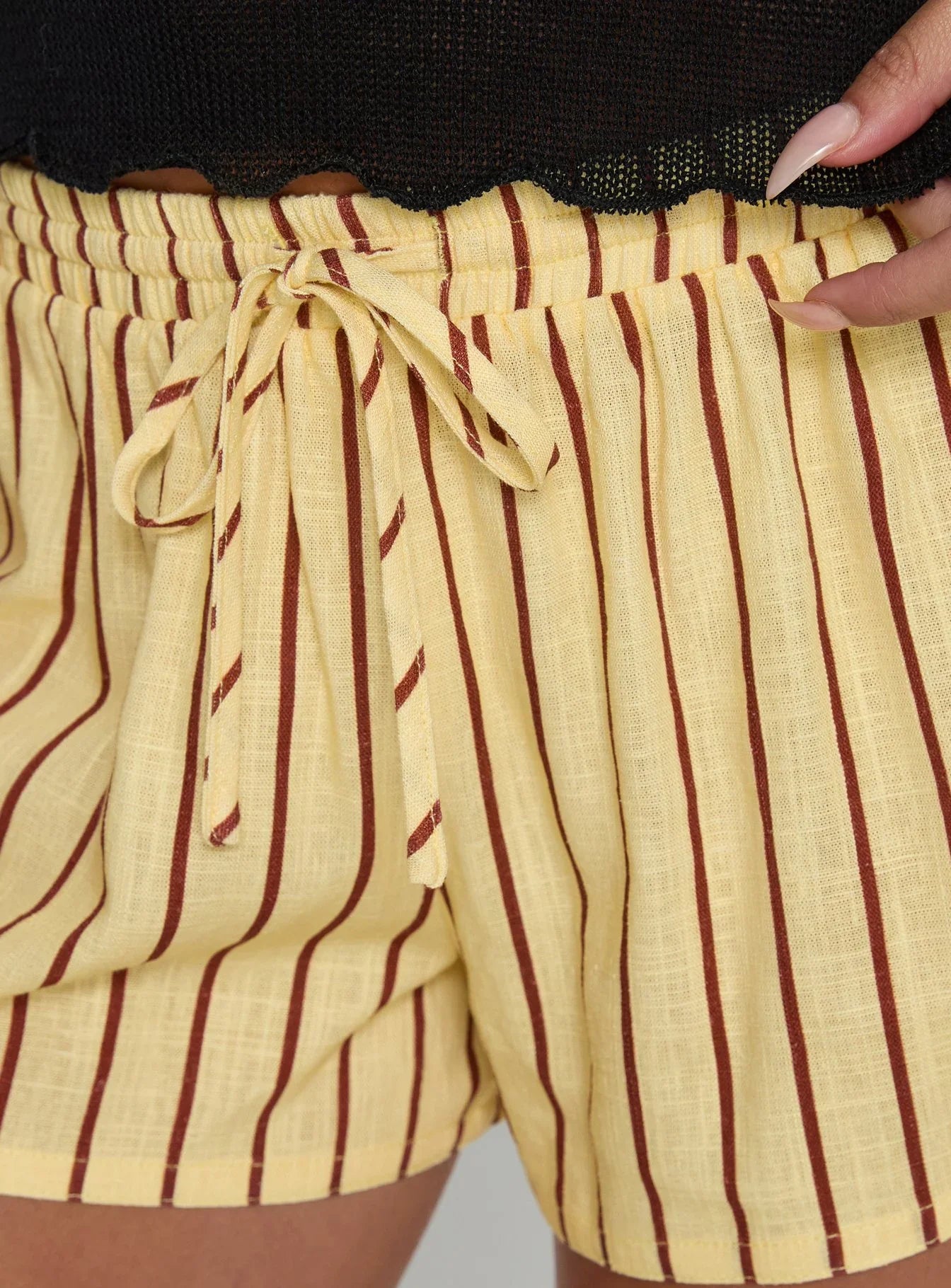 Abigayle Shorts Yellow Brown Stripe