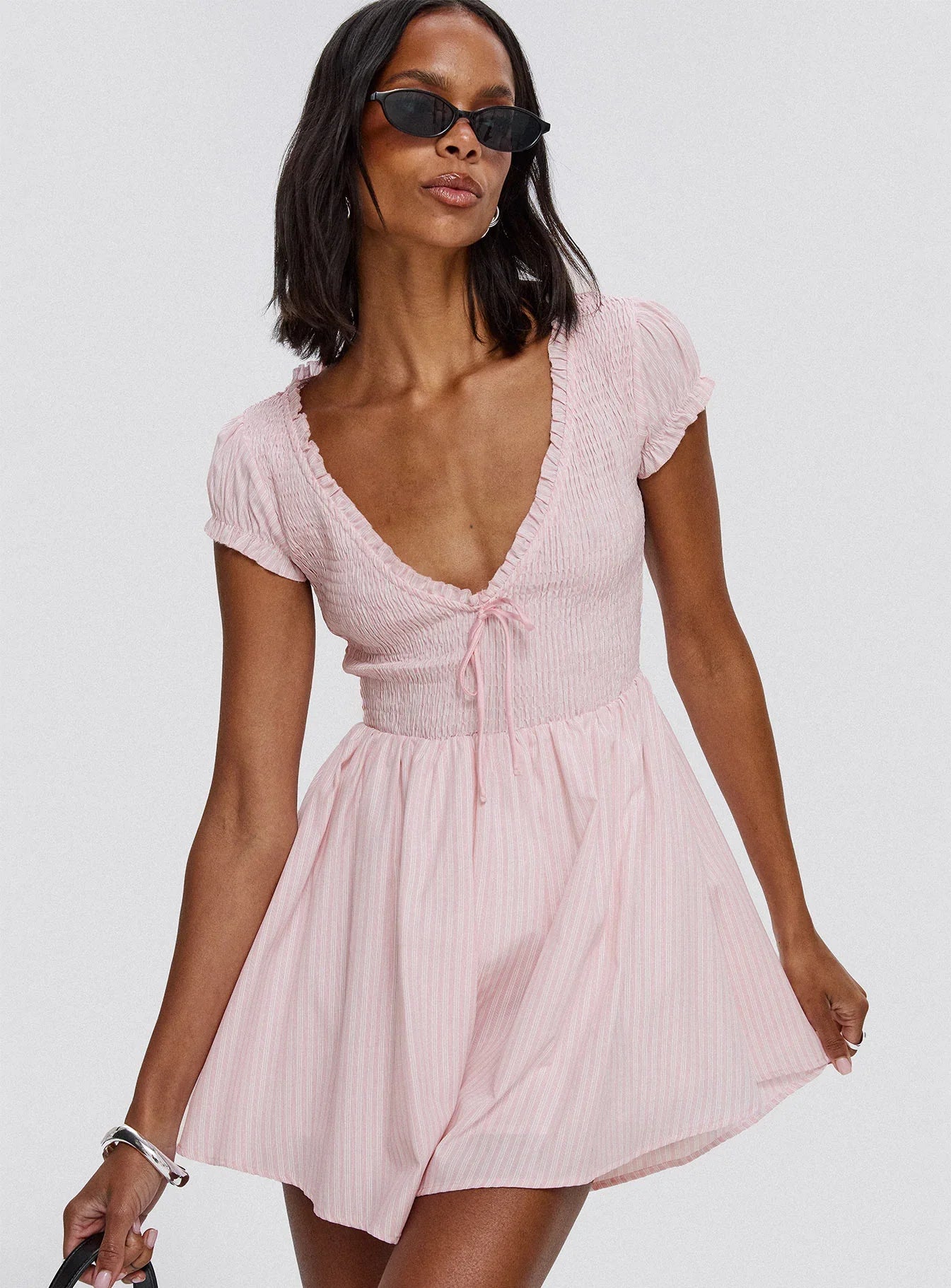 Wescott Stripe Playsuit Pink White