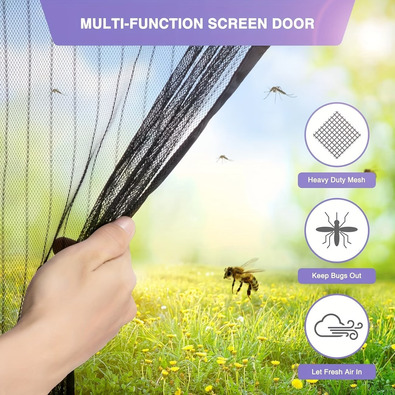 heavy duty magnetic screen door self sealing hands free mesh